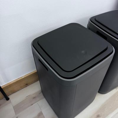 Pair of Gray and Black IKEA Trash Cans 