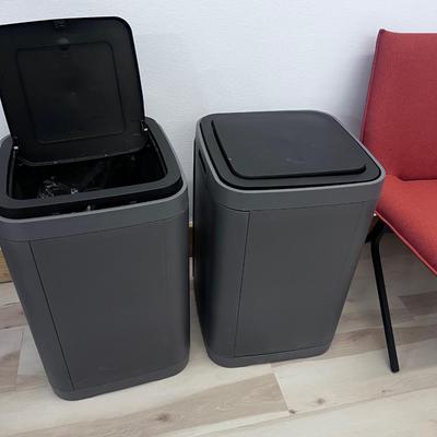 Pair of Gray and Black IKEA Trash Cans 