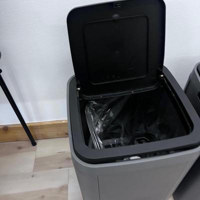 Pair of Gray and Black IKEA Trash Cans 