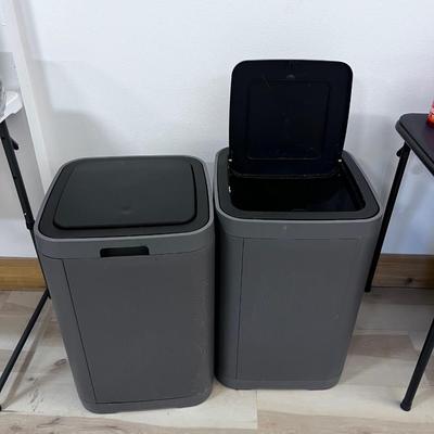 Pair of Gray and Black IKEA Trash Cans 