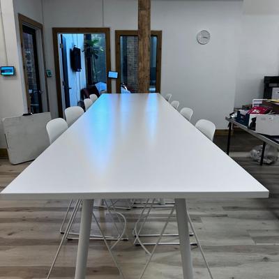 POPPIN TABLE TOP LARGE 144" x 40" Tall BISTRO TABLE with 8 Chairs. 
