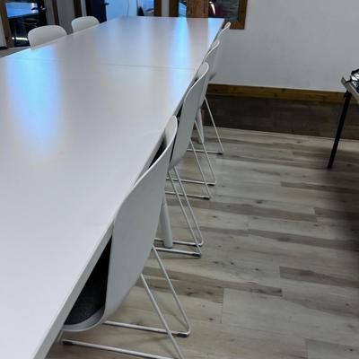 POPPIN TABLE TOP LARGE 144" x 40" Tall BISTRO TABLE with 8 Chairs. 