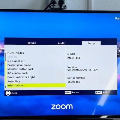 SHARP Television with Remote 43" Wall Mounted 