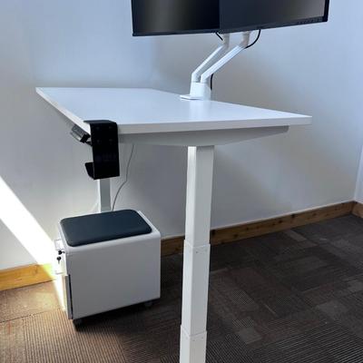 POPPIN Series L Adjustable Height Desk Top, White 