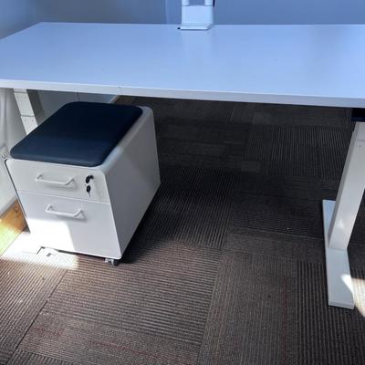 POPPIN Series L Adjustable Height Desk Top, White 