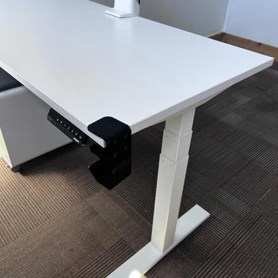 POPPIN Series L Adjustable Height Desk Top, White 