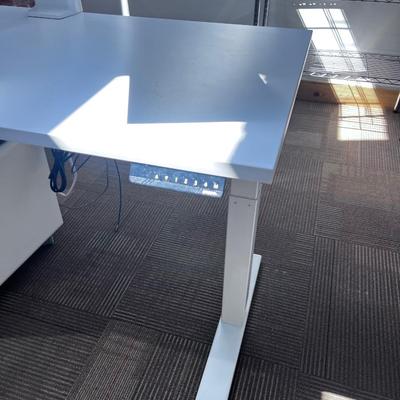 POPPIN Series L Adjustable Height Desk Top, White 