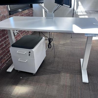 POPPIN Series L Adjustable Height Desk Top, White 