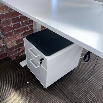 POPPIN Series L Adjustable Height Desk Top, White 