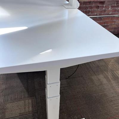 POPPIN Series L Adjustable Height Desk Top, White 