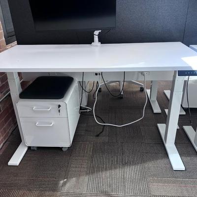POPPIN Series L Adjustable Height Desk Top, White 
