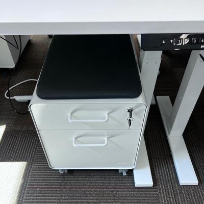 POPPIN Series L Adjustable Height Desk Top, White 