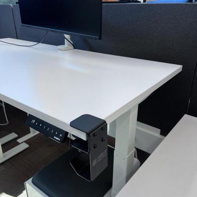 POPPIN Series L Adjustable Height Desk Top, White 
