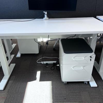 POPPIN Series L Adjustable Height Desk Top, White 