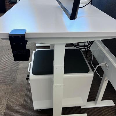 POPPIN Series L Adjustable Height Desk Top, White 