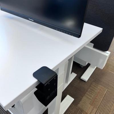 POPPIN Series L Adjustable Height Desk Top, White 