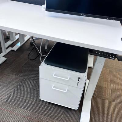 POPPIN Series L Adjustable Height Desk Top, White 