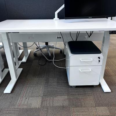 POPPIN Series L Adjustable Height Desk Top, White 