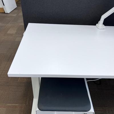 POPPIN Series L Adjustable Height Desk Top, White 
