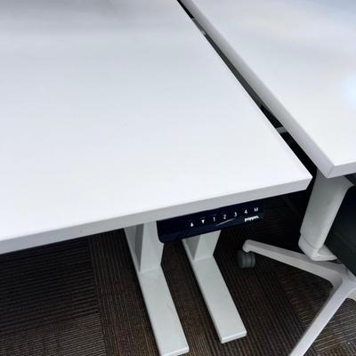 POPPIN Series L Adjustable Height Desk Top, White 
