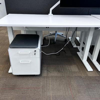 POPPIN Series L Adjustable Height Desk Top, White 