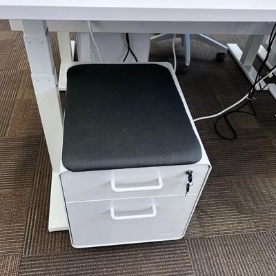 POPPIN Series L Adjustable Height Desk Top, White 