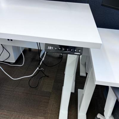 POPPIN Series L Adjustable Height Desk Top, White 