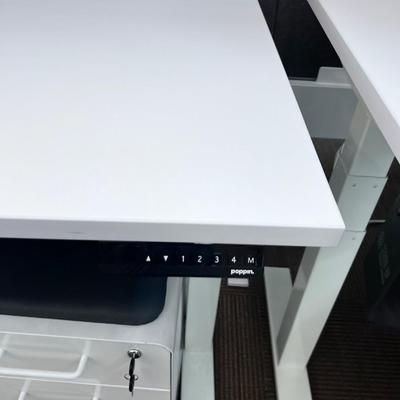 POPPIN Series L Adjustable Height Desk Top, White 
