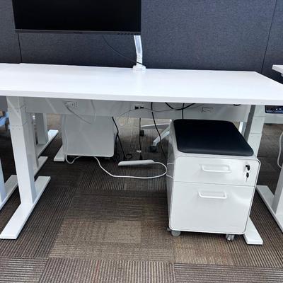 POPPIN Series L Adjustable Height Desk Top, White 