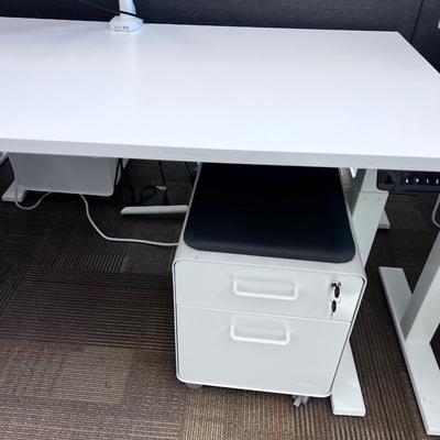 POPPIN Series L Adjustable Height Desk Top, White 