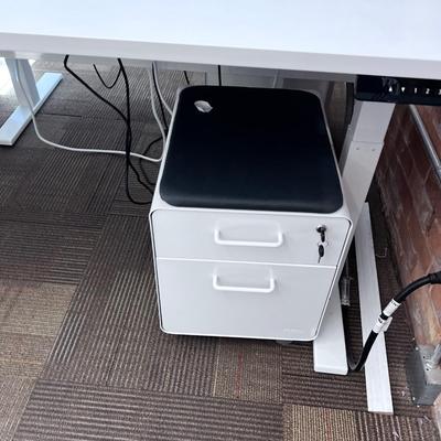 POPPIN Series L Adjustable Height Desk Top, White 