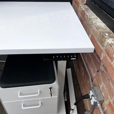 POPPIN Series L Adjustable Height Desk Top, White 