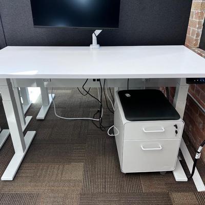 POPPIN Series L Adjustable Height Desk Top, White 