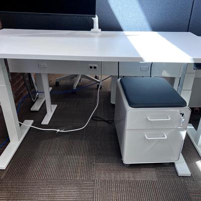 POPPIN Series L Adjustable Height Desk Top, White 