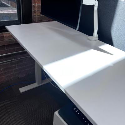 POPPIN Series L Adjustable Height Desk Top, White 