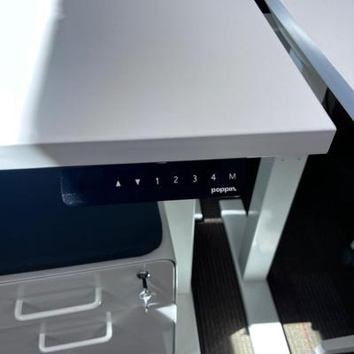 POPPIN Series L Adjustable Height Desk Top, White 