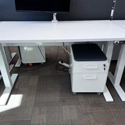 POPPIN Series L Adjustable Height Desk Top, White 