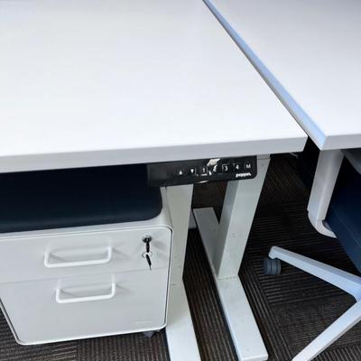 POPPIN Series L Adjustable Height Desk Top, White 