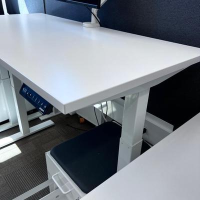 POPPIN Series L Adjustable Height Desk Top, White 