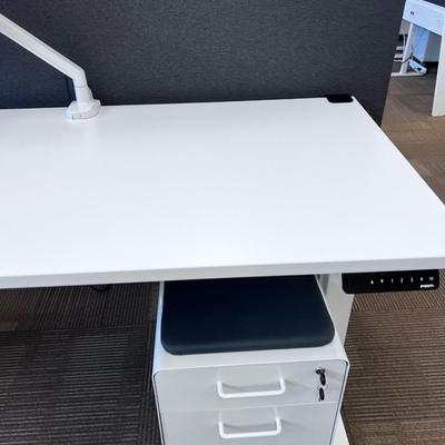 POPPIN Series L Adjustable Height Desk Top, White 