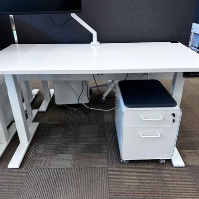 POPPIN Series L Adjustable Height Desk Top, White 