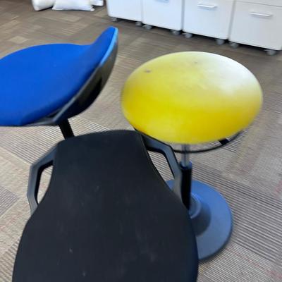 3 Adjustable Height Stools: Blue Black Yellow