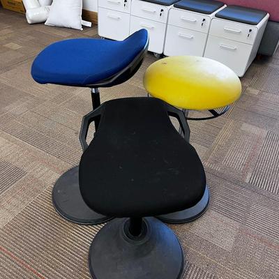 3 Adjustable Height Stools: Blue Black Yellow