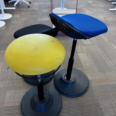 3 Adjustable Height Stools: Blue Black Yellow