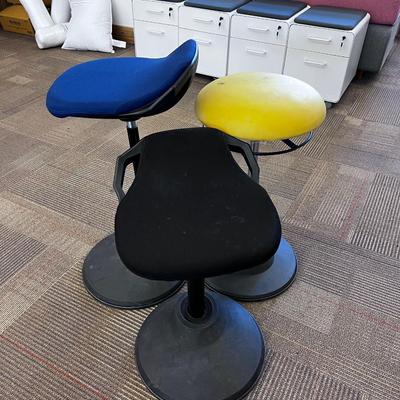 3 Adjustable Height Stools: Blue Black Yellow