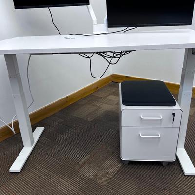 POPPIN Series L Adjustable Height Desk Top, White 