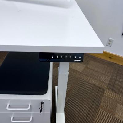 POPPIN Series L Adjustable Height Desk Top, White 