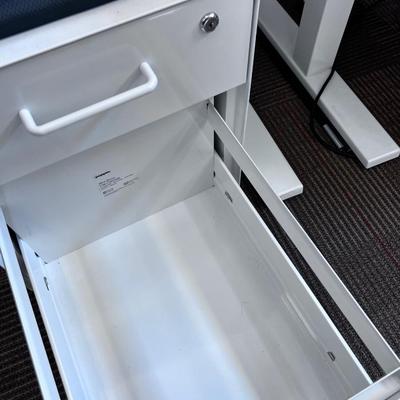 POPPIN Series L Adjustable Height Desk Top, White 