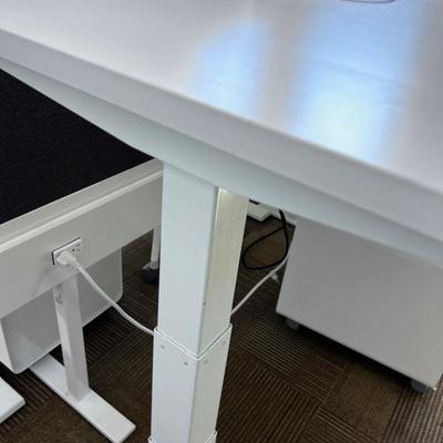 POPPIN Series L Adjustable Height Desk Top, White 