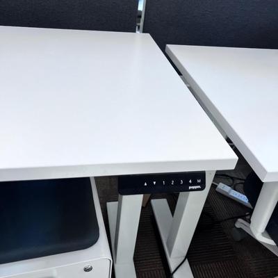 POPPIN Series L Adjustable Height Desk Top, White 